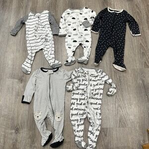 Cloud Island Baby 5 Pack Footed Pajamas Sleep Play 3-6M Stripes Cloud Gray Black